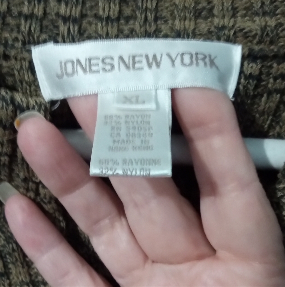 Jones New York Tan and Black Knit Cardigan - Picture 3 of 5